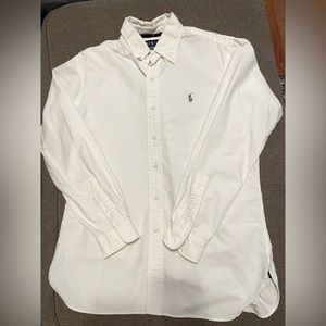 Ralph Lauren POLO Men’s long sleeve white button up shirt in medium.